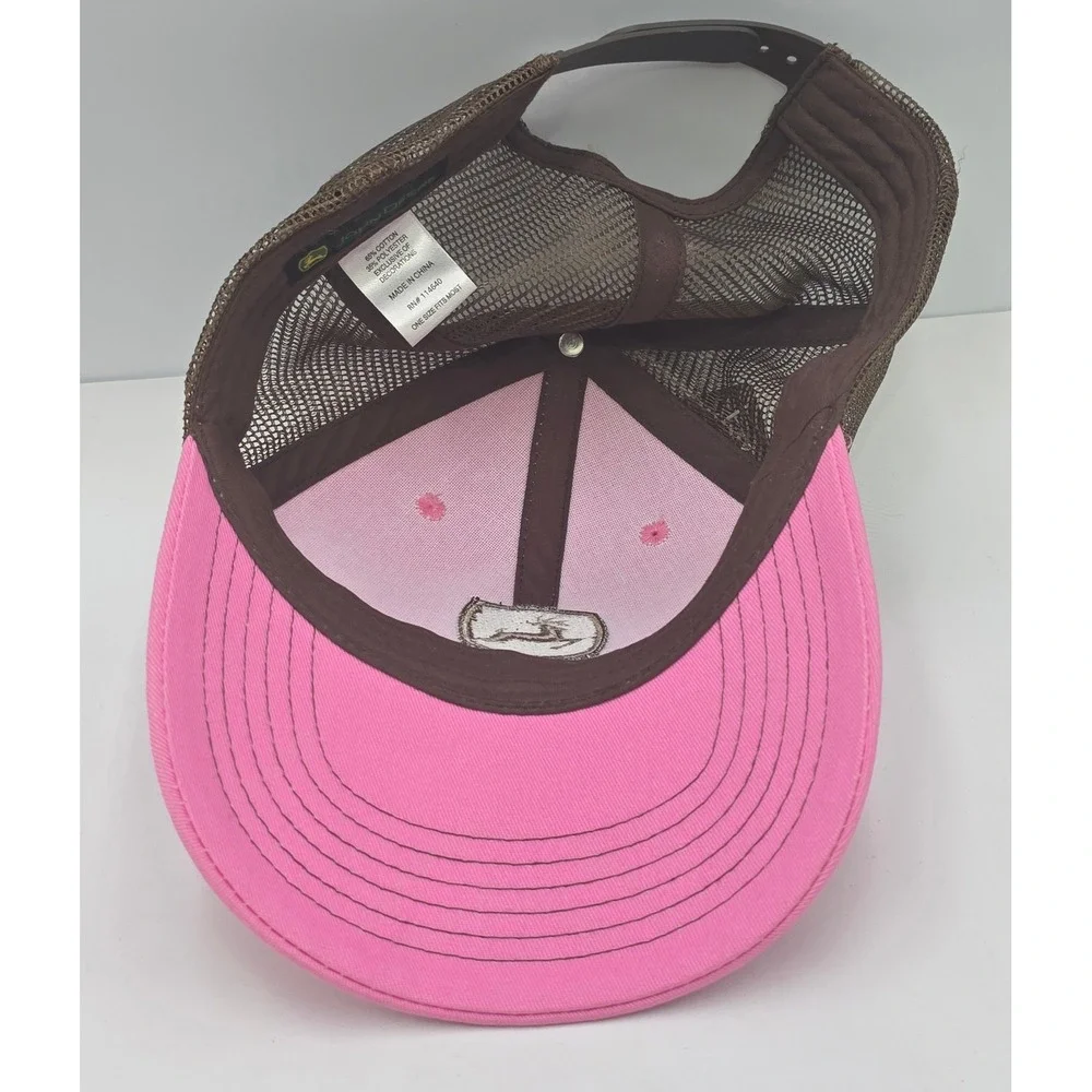 John Deere Pimk Trucker Hat Black Mesh‎ Snapback Cap Cary Francis Group NWT